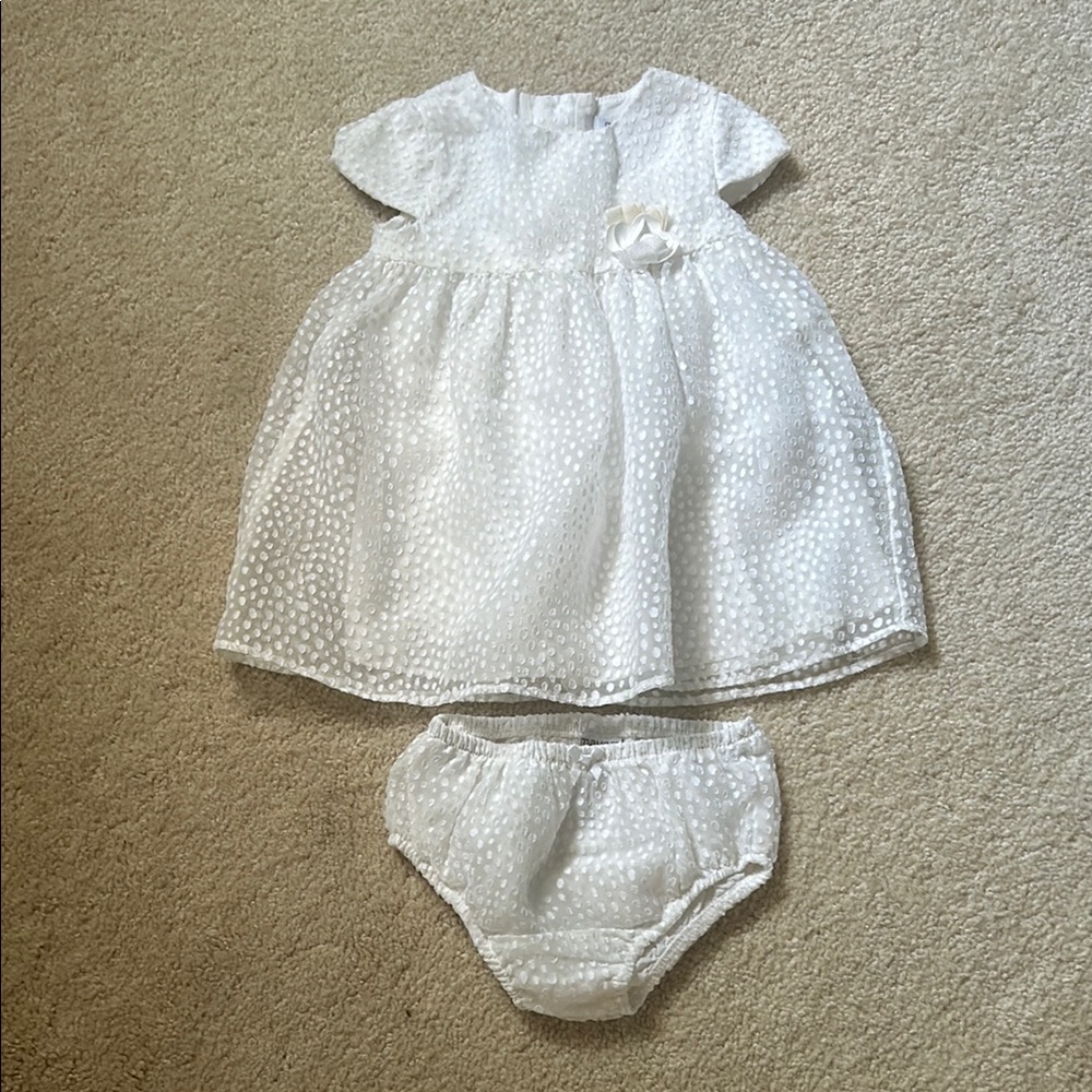 Mayoral White Formal Dress with Eyelet Fabric